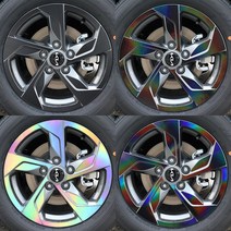 [JS AUTOMOTIVE] K5 DL3 16인치 휠마스크 홀로그램 카본 셀프랩핑 스티커 시트지 데칼 수전사 인테리어, 흑크롬