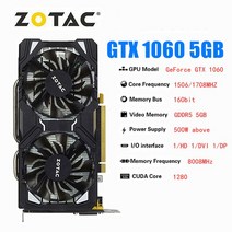그래픽카드 데스크탑 CPU ZOTAC Raphic 카드 GTX 1060 3GB 5GB 6GB 비디오 GPU, 02 조텍c GTX 1060 5GB