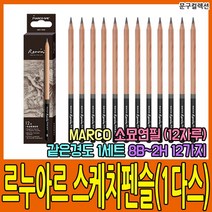 마르코 [마르코] 르누아르 스케치펜슬 낱색(1다스) 2H~8B 소묘연필 연필 스케치 뎃생 소묘 스케치연필 미술재료 미술연필, F(1다스)