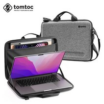 노트북 태블릿 가방 tomtoc 컴퓨터 air13.6 인치 m2 노트북 라이너 휴대용 하드 쉘 안티 가을 macbookpro16 어깨, 밝은 회색, 16인치