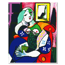 모모픽스 보석십자수 40x50cm 캔버스액자, DH02 피카소 책을 든 여인