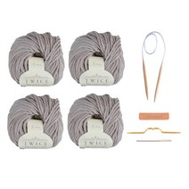미소털실 목도리패키지 트와이즈 100g 4개입+줄바늘10mm+돗바늘+꽈배기바늘+라벨 뜨개질 DIY 패키지, 트와이즈402베이지x4개입+줄바늘10mm+DIY(돗바늘 꽈배기바늘 라벨)