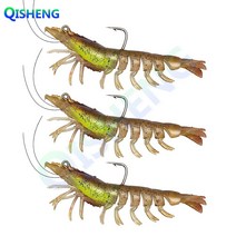 [QISHENG] 새우웜 소프트베이트 새우 배스낚시 농어 쏘가리 3개입/세트, HTHS-5#(12g-90mm)