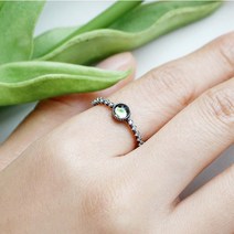 실버 925 페리도트 문스톤 원석 포인트 반지 AQ