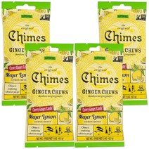 Chimes Meyer Lemon Ginger Chews 차임스 메이어 레몬 진저츄 젤리 캔디 카라멜 1.5oz(42.5g) 4팩, 1개, 42.5g