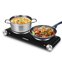 더블 핫 플레이트 Cusimax 1800W 버너 요리용 휴대용 전기 조리대 쿡탑, 주철, 1 더블 버너