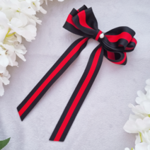 달꼼세 자체제작 명품 스트라이프 볼륨 여성 빅리본 헤어핀