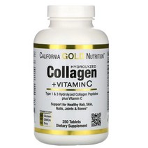 캘리포니아 골드 뉴트리션 Californiagold Nutrition 하이드로나이즈 콜라겐 + 비타민 C 6000mg 250정, 2병 (2500원 할인)