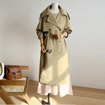 [마랑블루] 여성 루즈핏 더블버튼 벨트 트렌치 코트