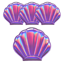 [리틀데이지] 조개 미니 손거울 확대경 접이식 양면 휴대용 거울 4개 세트, 03_퍼플