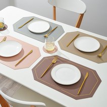 제이와씨 가죽 식탁매트 방수 식탁 테이블매트 4개, 네이비