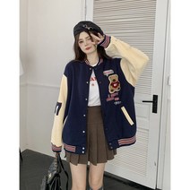 빈티지 스트릿 가을 야구점퍼 아우터 패션 패치워크