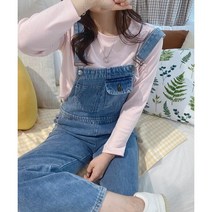 [당일출고] 키작녀 데님 청멜빵바지 멜빵바지코디