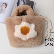 은창)로투스 플라워 퍼 미니 가방 숄더백 겨울 토트백 파우치 장바구니 접이식 휴대용 시장 쇼핑백