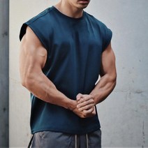 남성 짐웨어오버핏 헬스오버핏반팔 어깨넓어보이는옷 여름반팔티셔츠 체육관 보디빌딩 슬림 셔츠 민소매 O넥 소매 코튼 티 탑 여름 운동 피트니스 티셔츠