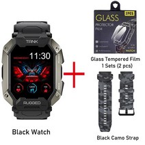 혈압스마트워치 혈압측정 스마트워치 kospet tank m1 pro 블루투스5atm ip69k 방수 heart rate blood pressure oxygen 다기능, 블랙앤블랙앤필름