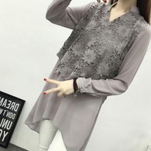 앙마오짱 여성블링블링 레이스롱블라우스17813