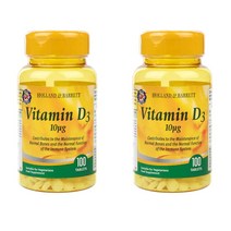 홀랜드 앤 바렛 영국 비타민 D3 10ug 100타블렛 2팩, 1개, 기본