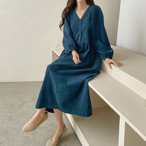 레트로 코듀로이 셔링원피스