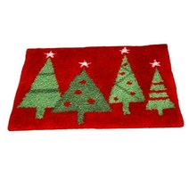 Felting 자수 키트 카펫 DIY를위한 크리스마스 깔개 키트 크로 셰 뜨개질 후크 자수, 폴리 에스터, 크리스마스 트리 레드