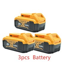 디월트 공구 배터리 dcb200 20v 6.0ah 18v dcb184 dcb200 dcb182 dcb180 dcb181 dcb182 dcb201 dcb206 l50 호환, 3개 6.0아