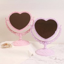 핑크 퍼플 하트 스탠드 양면 거울 메이크업 화장대 핑크덕후 방꾸미기 2컬러 [Pink Purple Heart Make-up 2-way Stand Mirror 2 Colors], 핑크(Pink)