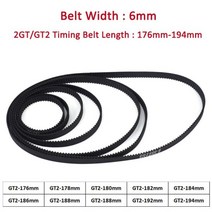 타이밍 벨트 풀리 타임 1-10pcs 2GT/GT2 타이밍 벨트 176/178/180/182/184/186/188/190/192/194 폭 6mm 3D, 6mm_GT2-180mm_1 개