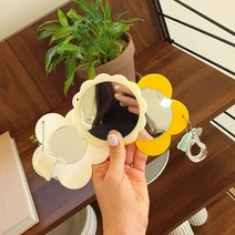 레이스거울 미니 손거울 키링 꽃거울 감성 인스타 거울 휴대용 아크릴거울 제작 인쇄가능, 상큼옐로, 홀로그램, 오렌지