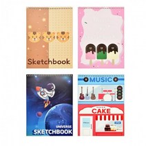 24매 무선 낙서장 학용품 국내산 종합장 미술용품 스케치북, 옵션2. 호랑이 우주 2가지 중 랜덤