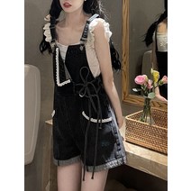 오버롤 편한 숏팬츠 여성 팬츠 뷔스티에 바디수트 청 멜빵 반바지 여름반바지 봄 여름 데님