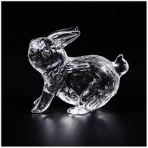 (이스이) YISHUI ​​십이 조디악 투명 유리 입상 홈 유리 세공 유리 입상 유리 미니어처 동물 입상 (토끼)