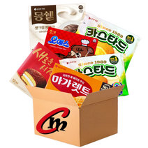 cm전용 박스 44번 대용량 파이 5종 모음 합6개 (롯데카스타드2개+오리온초코파이1개+몽쉘생크림1개+마가렛트1개+오예스1개), 1세트