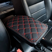 가죽 자동차 팔걸이 매트 유니버설 인테리어 자동 팔걸이 보관 상자 매트 방진 쿠션 커버 팔걸이 프로텍터 방수, 레드 라인 29x19cm