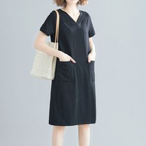 쉬블림로브 포켓 브이넥 미디 원피스 로미 GW0895