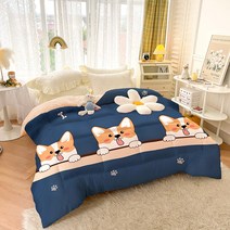 보온 우아한 솜이불 두툼한 불솜 사람 봄가을 스페이스 전기이불, T12-200x230cm(겨울이불 3.6kg), C03-살짝달달한-웰시코기(RUA 고양이와