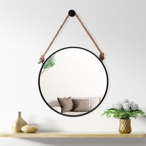 걸이식거울 화장거울 50cm 스트랩 벽거울 블랙, 상세페이지 참조, 상세페이지 참조