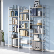 힐링가구 포스 조립식 디자인 인테리어 연결형 5단 철재 책장, 화이트_C형