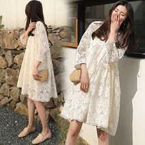 Ogfaour임산부 레이스 원피스 태교 여행 드레스 만삭 주수 촬영 성장앨범 산모 임부복 워킹맘
