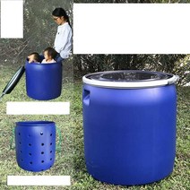 세차 가정용 원통 원형 버킷 물놀이 드럼 플라스틱, 파란색 60L 버킷(뚜껑O)