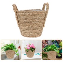 대형 유리 화병 Rattan Storage Basket Round Glass Rustic Flower Pot Outdoor Planters Woven, 02 25X25X20CM