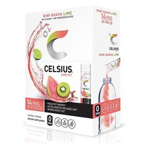 CELSIUS Kiwi 구아바 라임 온더고 파우더 스틱 팩 무설탕 팩당 14개 251148, Kiwi Guava Lime