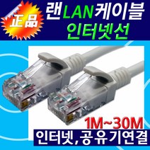 [알전산] 랜선 랜 케이블 UTP 인터넷 선 [1M 2M 3M 5M 7M 10M 15M 20M 30M] 공유기선 네트워크 선 네트웍 선 공유기 케이블 렌선 인터넷 연결선, 랜선2M