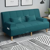 침대겸용쇼파 3인용 소파베드 매트리스 트랜스폼 더블, [탈착 비닐, 세탁가능] Length 1.8m, 팔걸이, 바다색(3D 패브릭)