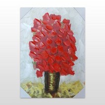 기타 바보사랑[소품마켓]빨간 꽃 황금화병 유화액자 인테리어 소품 집들이, [W2A834E], 단일상품(무옵션)　　[#804]▷