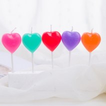 칼라 하트 생일초 파티초 예쁜초 색깔초 2종, 핑크
