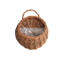 돌먼하프 라탄 행잉 화분 벽걸이 화분커버 바구니, 브라운