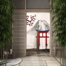일본 잉크 그림 문 커튼 식당 문 장식 파티션 드레이프 주방 입구 걸이식 하프, 80x150cm, 05 CLX00200