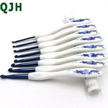 코바늘 레이스 뜨기 티코스터 가방 파우치 모자 qjh 브랜드 플라스틱 핸들 알루미늄 크로 셰 뜨개질 후크 세트 ergonomics weave knitting needles 공예, 자주색