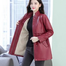 하프기장 가죽자켓 루즈핏 중간 스탠드 칼라 허리 대형은 얇고 벨벳 두꺼운 작은