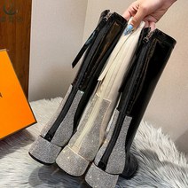 셀럽당 여성 큐빅 장식 뒷지퍼 롱 부츠